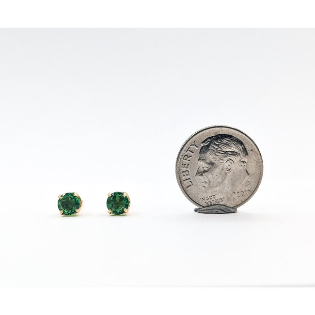 Earrings Stud Screwback .75ctw Green Tsavorite Garnet 14ky .2" 1.38g 126050053