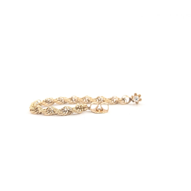 Earrings Rope Dangle Buttercup .05ctw Round Diamonds 14ky 1.4x.1" 3.35g 126050051