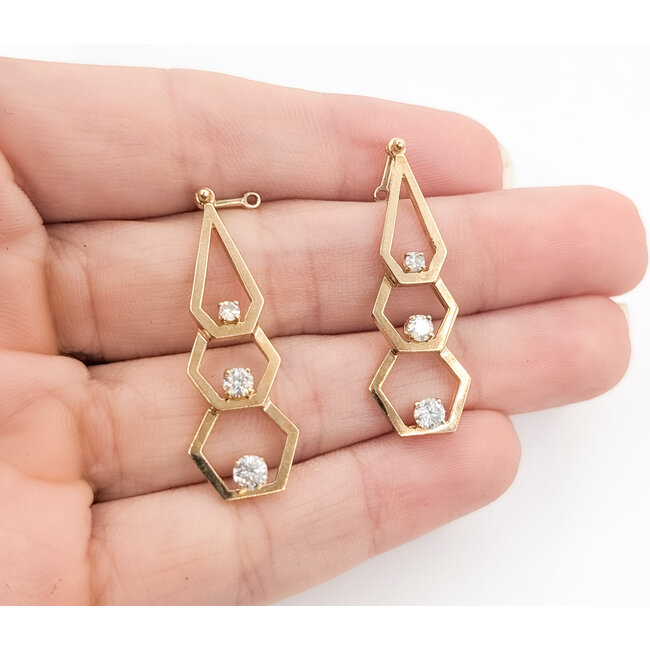 Earring Jackets Geometric .58ctw Round Diamonds 14ky 1.5x.5" 3.84g 126050046
