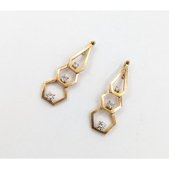 Earring Jackets Geometric .58ctw Round Diamonds 14ky 1.5x.5" 3.84g 126050046