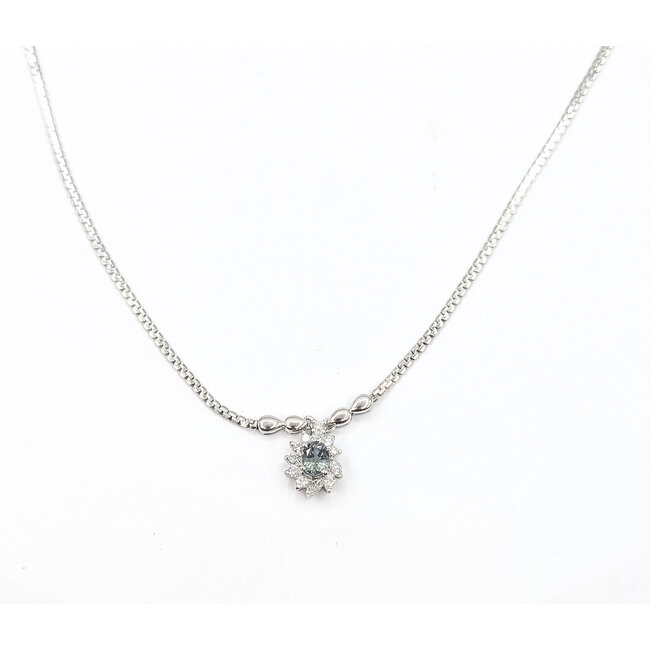 Necklace Halo .30ctw Round Diamonds GIA Report: 2231584344 .53ct Green to Purple Color Changing Alexandrite 850pt 16.5" 6.78g 125060142