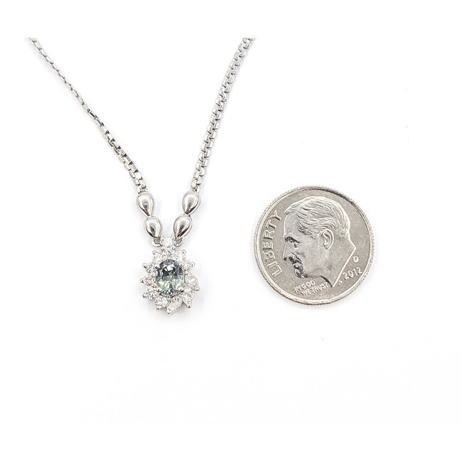 Necklace Halo .30ctw Round Diamonds GIA Report: 2231584344 .53ct Green to Purple Color Changing Alexandrite 850pt 16.5" 6.78g 125060142