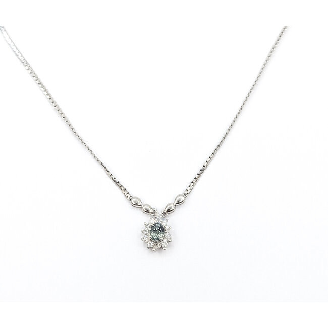 Necklace Halo .30ctw Round Diamonds GIA Report: 2231584344 .53ct Green to Purple Color Changing Alexandrite 850pt 16.5" 6.78g 125060142