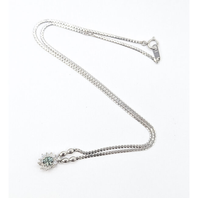 Necklace Halo .30ctw Round Diamonds GIA Report: 2231584344 .53ct Green to Purple Color Changing Alexandrite 850pt 16.5" 6.78g 125060142