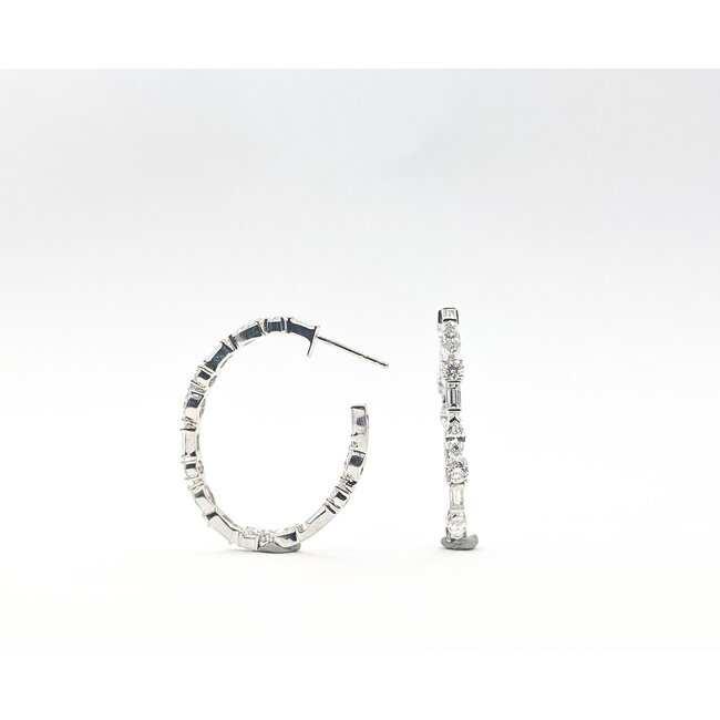 Earrings Ivanka Trump Inside/Outside Hoops 3.72ctw Round, Baguette & Marquise Diamonds 14ky 3mm 1.3x1.1" 8.37g 126050039