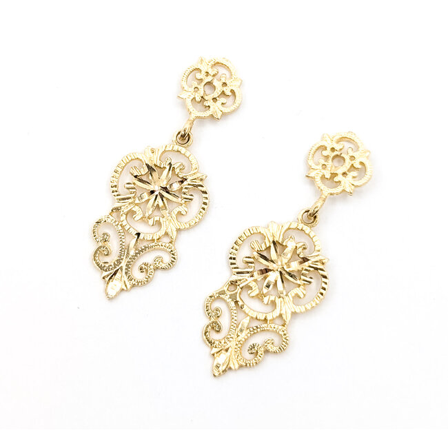 Earring Jackets Fleur Dis Lis Dangle 14ky 1.4x.5" 2.83g 126052027