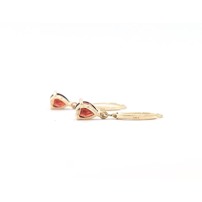 Earrings Leverback Drop 1.75ctw Red Garnet 14ky 1x.25" 1.91g 126050048