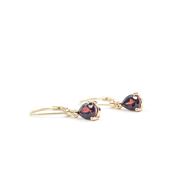 Earrings Leverback Drop 1.75ctw Red Garnet 14ky 1x.25" 1.91g 126050048