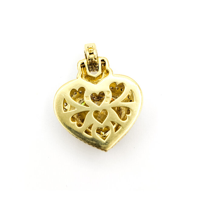Pendant Judith Ripka Heart Cable .60ctw Round Diamonds 38x28mm Canary Crystal 18ky 1.5x1.25" 22.51g 126050054