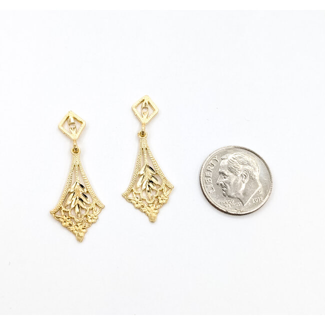 Earring Jackets Ornate Dangle 14ky 1.3x.5" 2.17g 126052023