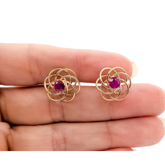 Earrings Stud Nest .80ctw Red Ruby 14ky .6" 1.37g 126050052