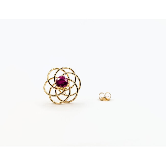 Earrings Stud Nest .80ctw Red Ruby 14ky .6" 1.37g 126050052