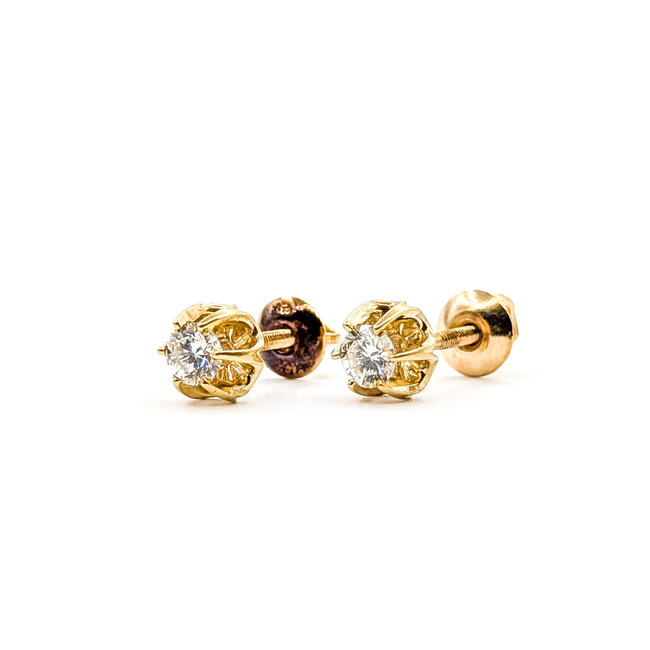 Earrings Stud Buttercup Screwback .36ctw Round Diamonds 14ky .25" 1.51g 126050047