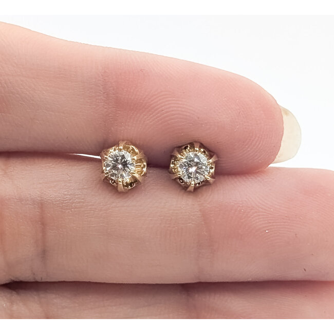 Earrings Stud Buttercup Screwback .36ctw Round Diamonds 14ky .25" 1.51g 126050047