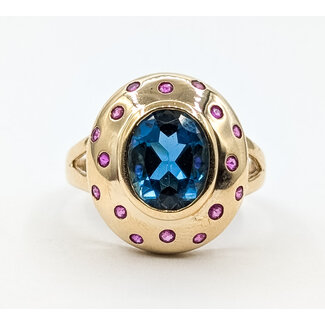Ring Dome 3.6ct London Blue Topaz 14ky 18x16mm Sz8.5 6.12g 126050065