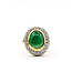 Ring Halo 1.33ctw Round Diamonds 5ct Green Jade 18ky 20mm Sz7 15.93g 226050015