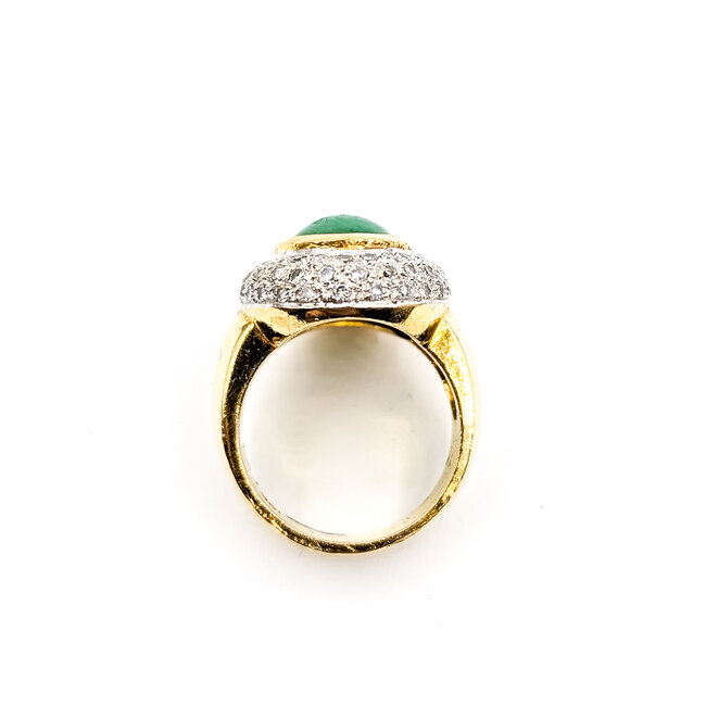 Ring Halo 1.33ctw Round Diamonds 5ct Green Jade 18ky 20mm Sz7 15.93g 226050015