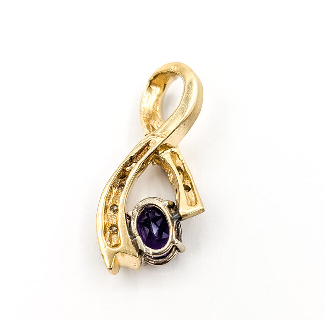 Pendant Slide Ribbon .20ctw Round Diamonds  2.2ct Purple Amethyst 14ky 1.45x.7" 8.95g 126050055