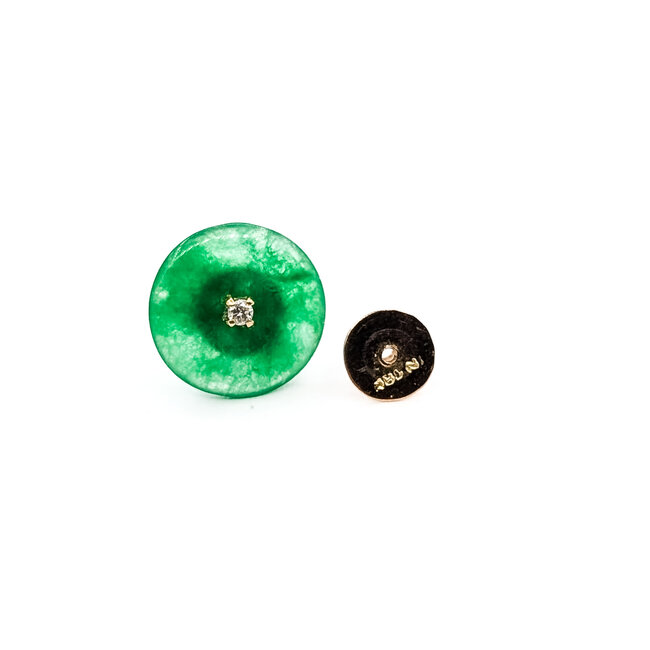 Earrings Stud Screwback .03ctw Round Diamonds 2ctw Green Jade 18ky 14mm 3.5g 226050016