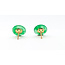 Earrings Stud Screwback .03ctw Round Diamonds 2ctw Green Jade 18ky 14mm 3.5g 226050016