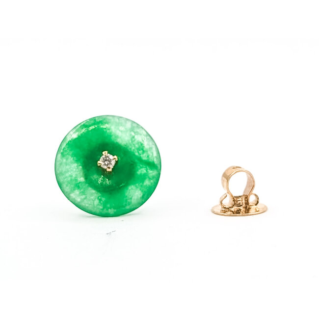 Earrings Stud Screwback .03ctw Round Diamonds 2ctw Green Jade 18ky 14mm 3.5g 226050016