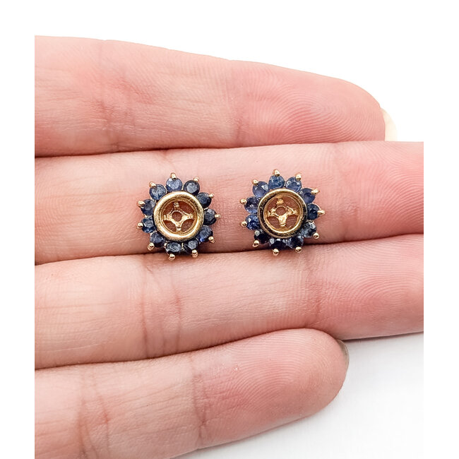 Earrings Jackets Halo .66ctw Blue Sapphire 11mm 2.23g 126050041