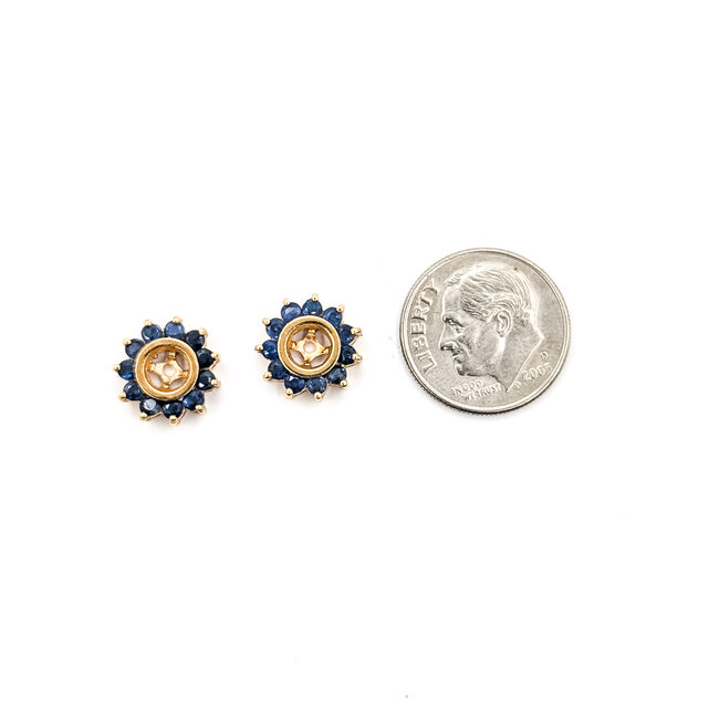 Earrings Jackets Halo .66ctw Blue Sapphire 11mm 2.23g 126050041