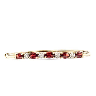 Bracelet Bangle .04ctw Round Diamonds 2.9ctw Red Garnet 10ky 2.75mm 7" 5.19g 126050070
