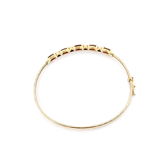 Bracelet Bangle .04ctw Round Diamonds 2.9ctw Red Garnet 10ky 2.75mm 7" 5.19g 126050070