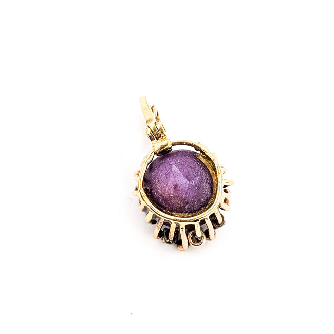 Pendant Drop .08ctw Round Diamonds 8ct Red Star Ruby 14ky 1x.5" 4.25g 226050018