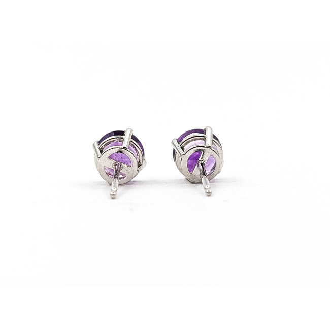 Earrings Stud 1.6ctw Purple Amethyst 14kw 7mm 1.21g 126050042