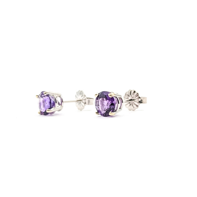 Earrings Stud 1.6ctw Purple Amethyst 14kw 7mm 1.21g 126050042
