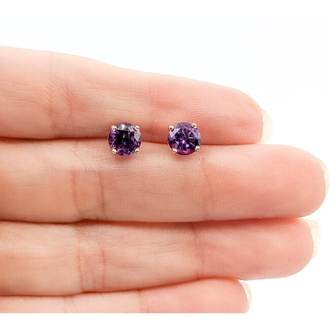 Earrings Stud 1.6ctw Purple Amethyst 14kw 7mm 1.21g 126050042