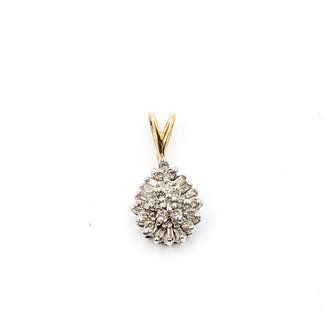 Pendant Tear Drop .33ctw Round & Baguette Diamonds 10ktt .75x.4" 1.16g 126050074