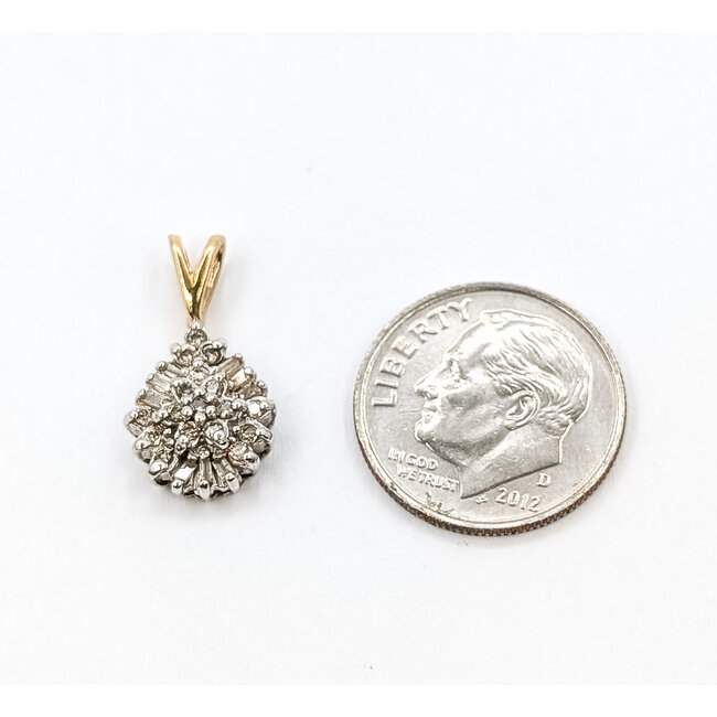 Pendant Tear Drop .33ctw Round & Baguette Diamonds 10ktt .75x.4" 1.16g 126050074