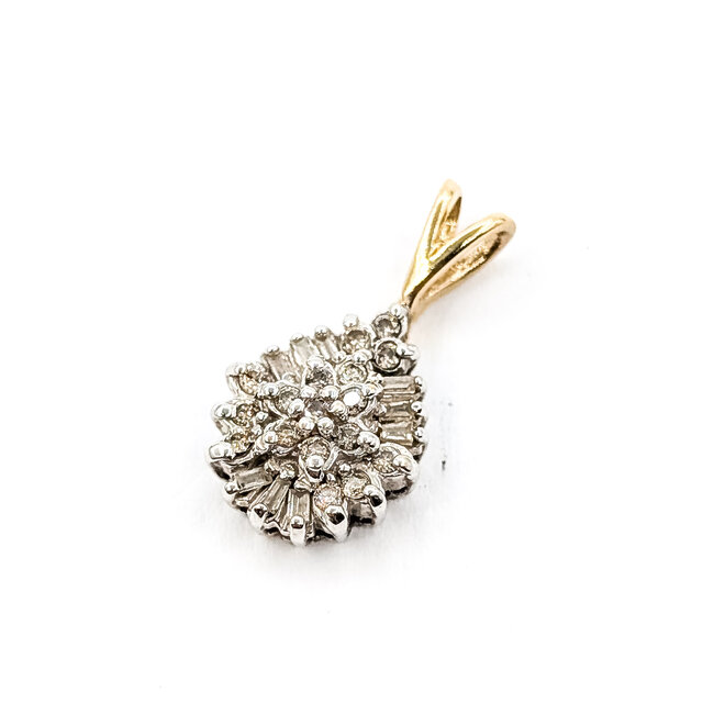 Pendant Tear Drop .33ctw Round & Baguette Diamonds 10ktt .75x.4" 1.16g 126050074
