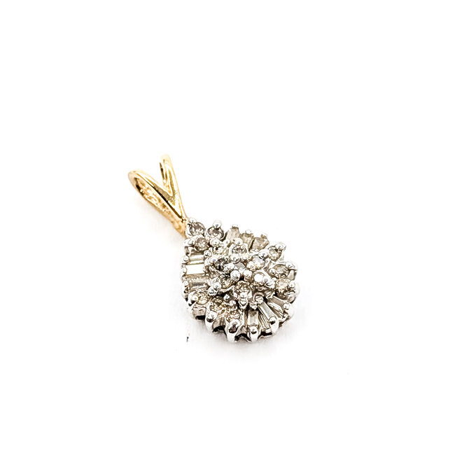 Pendant Tear Drop .33ctw Round & Baguette Diamonds 10ktt .75x.4" 1.16g 126050074