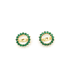 Earrings Jackets Halo      .33ctw Green Emerald    14ky 11mm  .89g 126050040