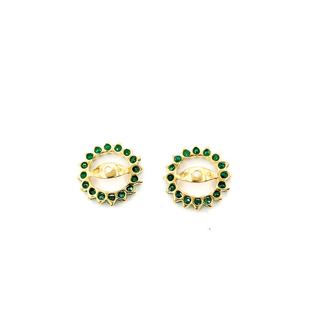 Earrings Jackets Halo      .33ctw Green Emerald    14ky 11mm  .89g 126050040
