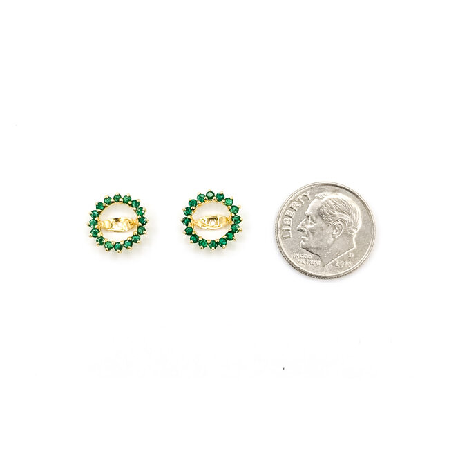 Earrings Jackets Halo      .33ctw Green Emerald    14ky 11mm  .89g 126050040