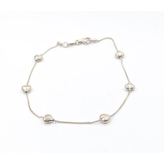 Anklet Curb Link Heart Station 14kw 6mm 9.5" 3.15g 126052021