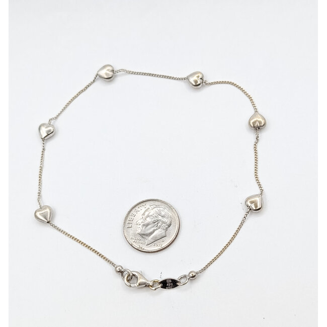 Anklet Curb Link Heart Station 14kw 6mm 9.5" 3.15g 126052021