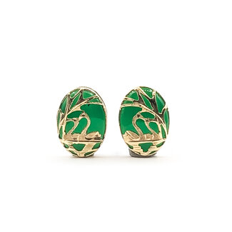 Earrings Stud Swans 11x8mm Jade 14ky 11x8mm 2.54g 126050056