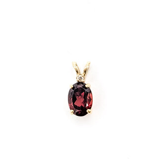 Pendant Drop .01ct Round Diamond .8ct Red Garnet 10ky 12x5mm .5g 126050076