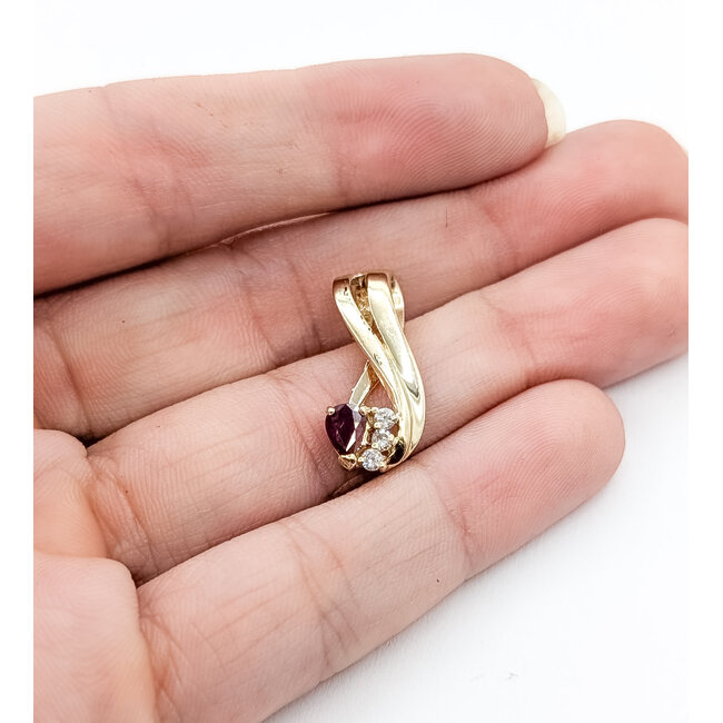 Pendant Slide .06ctw Round Diamonds .50ct Red Ruby 14ky .8x.3" 1.76g 126050059
