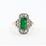 Ring Scroll .33ctw Mine Cut Diamonds .85ct Green Jade 14ktt 16x10mm Sz6 2.78g 226050019