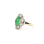 Ring Scroll .33ctw Mine Cut Diamonds .85ct Green Jade 14ktt 16x10mm Sz6 2.78g 226050019