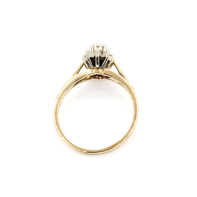 Rings Halo .14ctw Round Diamonds .40ct Blue Sapphire 14ky 2mm Sz7.5 2.99g 126050058
