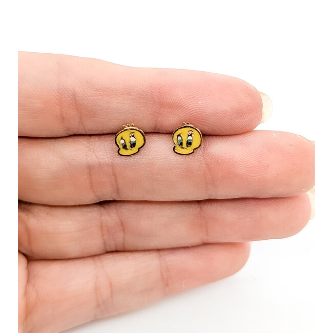 Earrings Tweety Bird Studs 14ky 7mm .36g 126052030