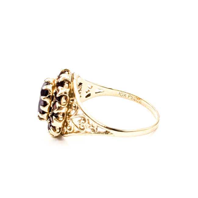 Ring Scroll 2ctw Red Garnet 10ky 13.5mm Sz5.5 2.73g 126050071